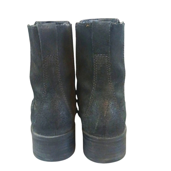 Timberland Black Leather Combat Boots Women's Black Lug Sole Booties Size 7 - Picture 5 of 13